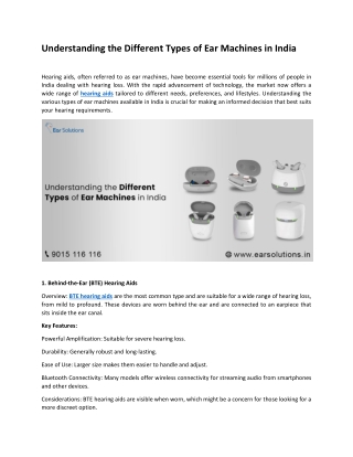 Understanding the Different Types of Ear Machines in India