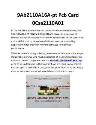 9ab2110a16a pt pcb card 0csa2110a01