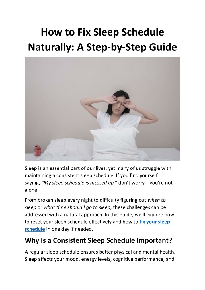 how to fix sleep schedule naturally a step