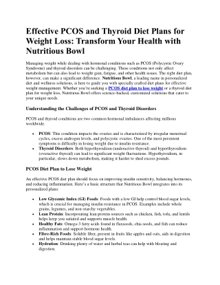 effective pcos and thyroid diet plans for weight