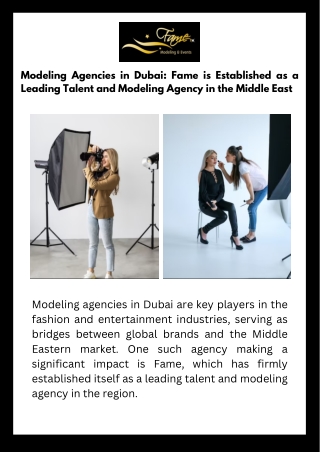 modeling agencies in dubai fame is established