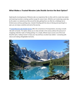 what makes a trusted moraine lake shuttle service