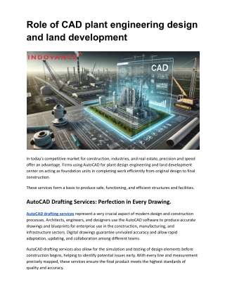 Role of CAD plant engineering design and land development