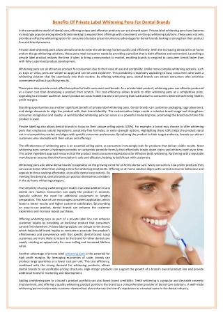 Benefits Of Private Label Whitening Pens For Dental Brands