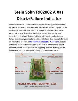 stein sohn f902002 a xas distri failure indicator