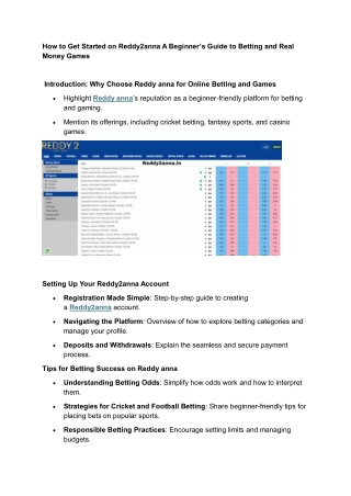 How to Get Started on Reddy2anna A Beginner’s Guide to Betting and Real Money Games