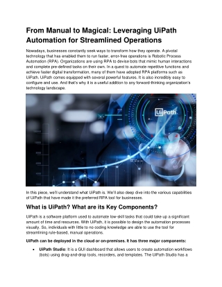 Leverage the UiPath Automation for Streamlined Operations