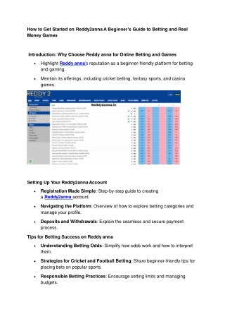 How to Get Started on Reddy2anna A Beginner’s Guide to Betting and Real Money Games