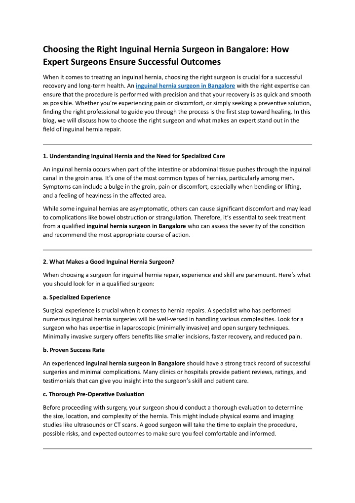 choosing the right inguinal hernia surgeon