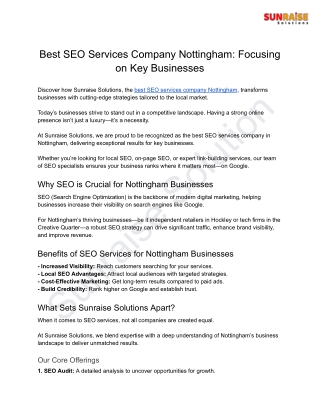 Best SEO Services Company Nottingham_ Focusing on Key Businesses