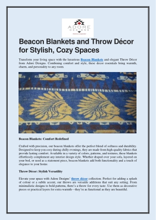 Beacon Blankets and Throw Décor for Stylish, Cozy Spaces