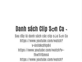 danh s ch clip s n ca sau y l danh s ch c c clip