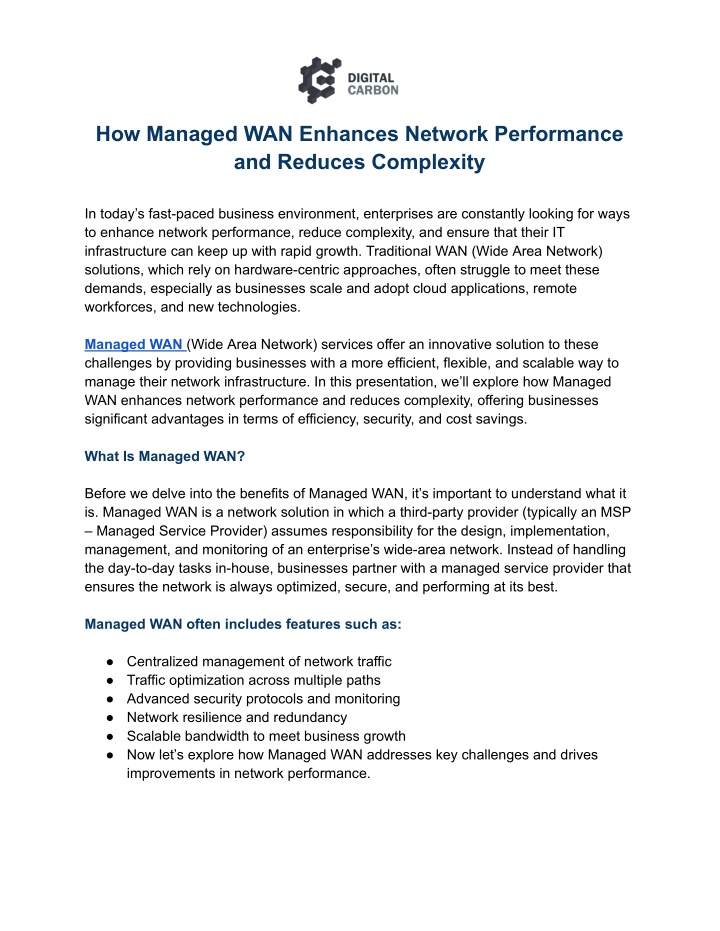 how managed wan enhances network performance