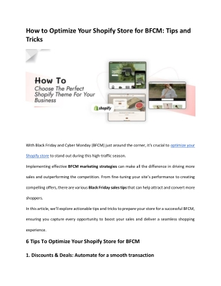 How to Optimize Your Shopify Store for BFCM: Tips and Tricks