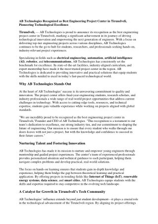 ab technologies recognized as best engineering