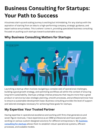 Business Consulting for Startups Your Path to Success