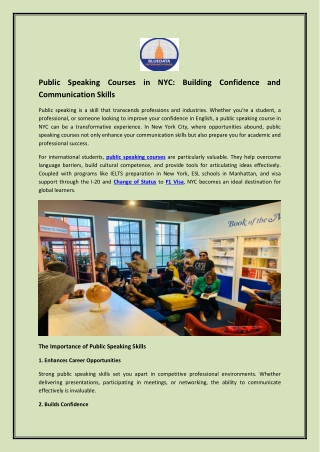 Public Speaking Courses in NYC - Building Confidence and Communication Skills