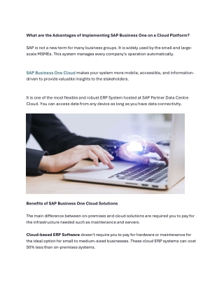 What are the Advantages of Implementing SAP Business One on a Cloud Platform