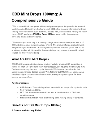 CBD Mint Drops 1000mg: A Comprehensive Guide