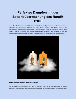 Perfektes Dampfen mit der Batterieüberwachung des RandM 12000