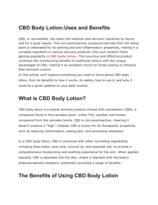 CBD Eye Cream: A Natural Solu