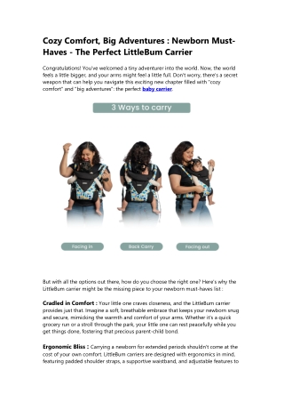 Carry Your World: Find the Perfect Baby Carrier for Comfort & Adventures