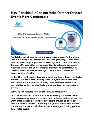 How Portable Air Coolers Make Outdoor October Events More Comfortable