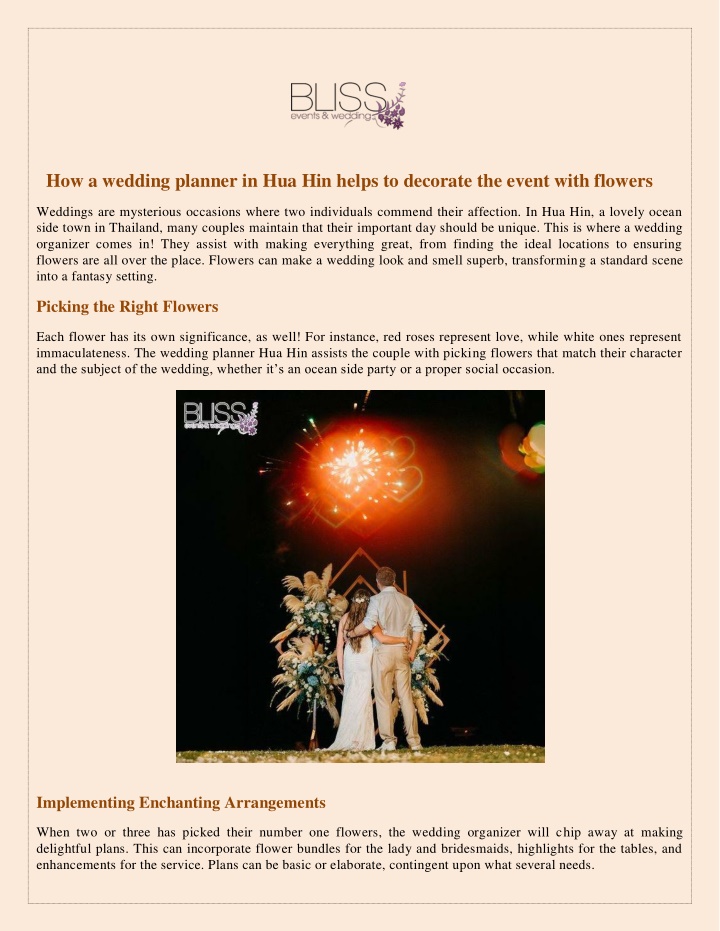 how a wedding planner in hua hin helps