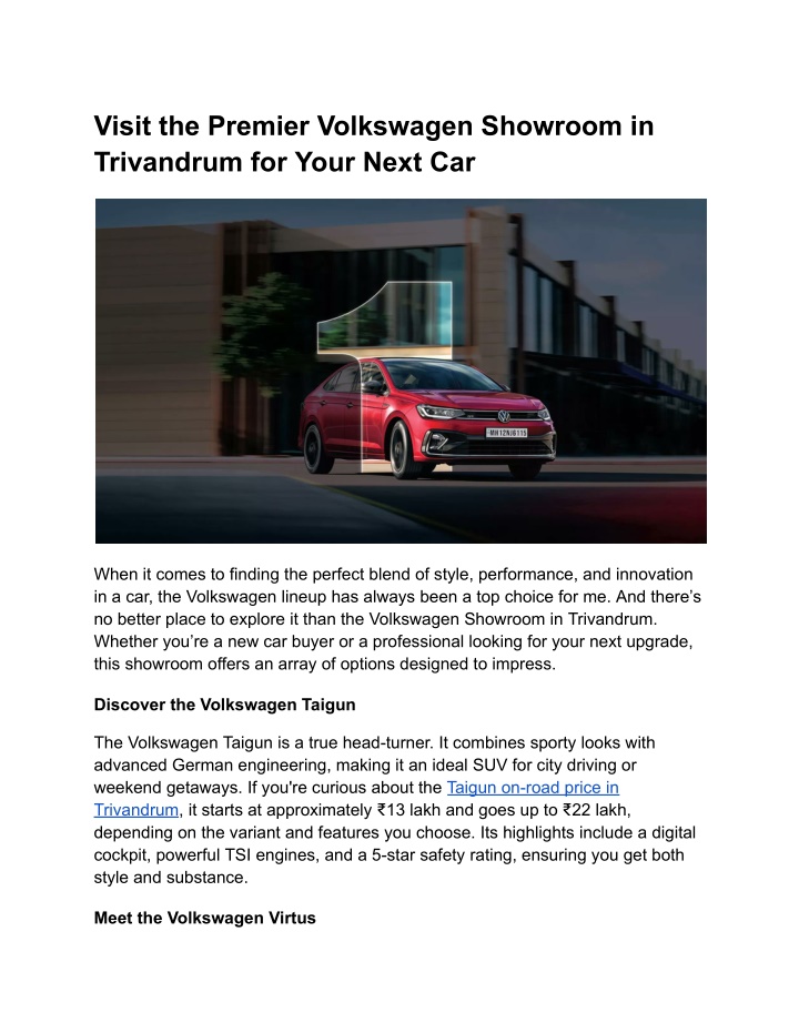 visit the premier volkswagen showroom