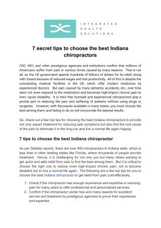 7 secret tips to choose the best Indiana chiropractors