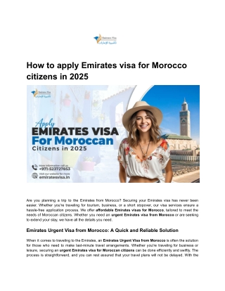 How to apply Emirates visa for Morocco citizens in 2025