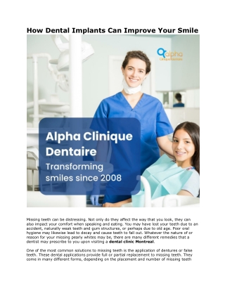 How Dental Implants Can Improve Your Smile - www.alphadentalclinic.ca