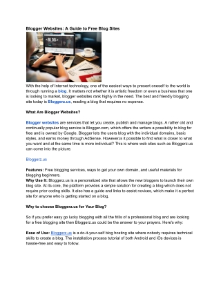 blogger websites a guide to free blog sites