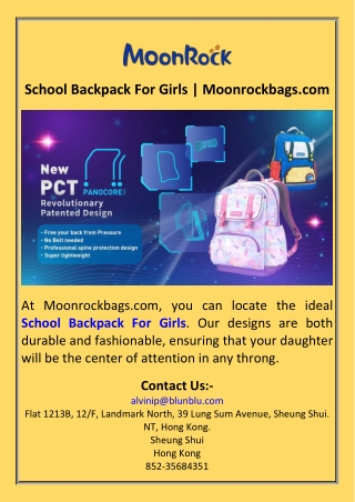 School Backpack For Girls  Moonrockbags.com