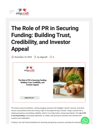 the role of pr in securing funding building trust