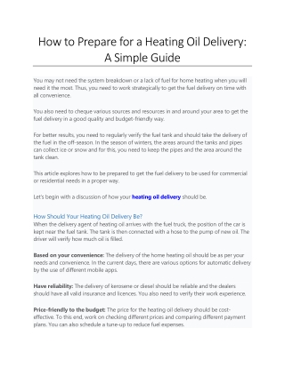 How to Prepare for a Heating Oil Delivery - A Simple Guide