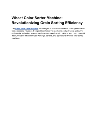 Wheat Color Sorter Machine_ Revolutionizing Grain Sorting Efficiency