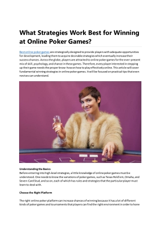 What Strategies Work Best for Winning at Online Poker Games