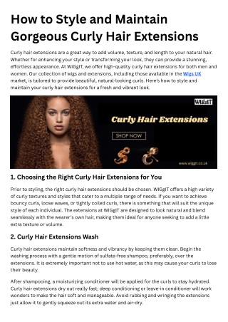 How to Style and Maintain Gorgeous Curly Hair Extensions