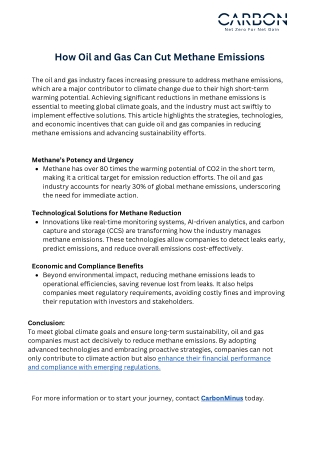 How Oil and Gas Can Cut Methane Emissions