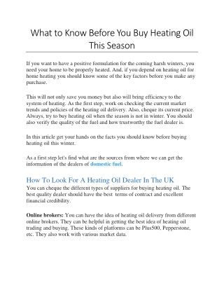 what to know before you buy heating oil this