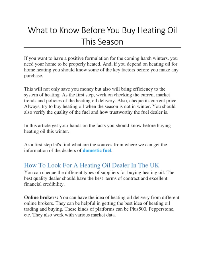 what to know before you buy heating oil this