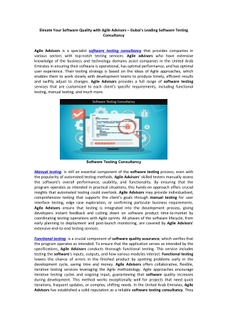 elevate your software quality with agile advisors