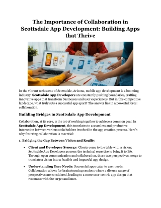 The Importance of Collaboration in Scottsdale App Development