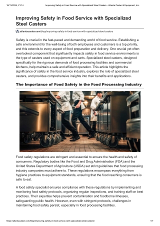 Improving Safety in Food Service with Specialized Steel Casters