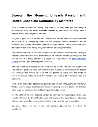 Sweeten the Moment_ Unleash Passion with Dotted Chocolate Condoms by Manforce