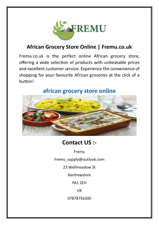 African Grocery Store Online  Fremu.co.uk