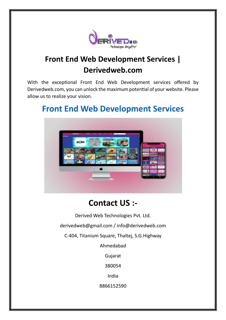 front end web development services derivedweb com