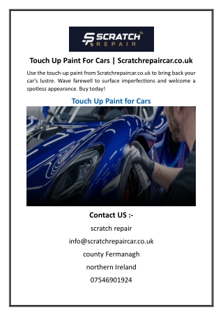 Touch Up Paint For Cars  Scratchrepaircar.co.uk
