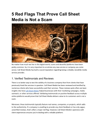 5 red flags that prove call sheet media